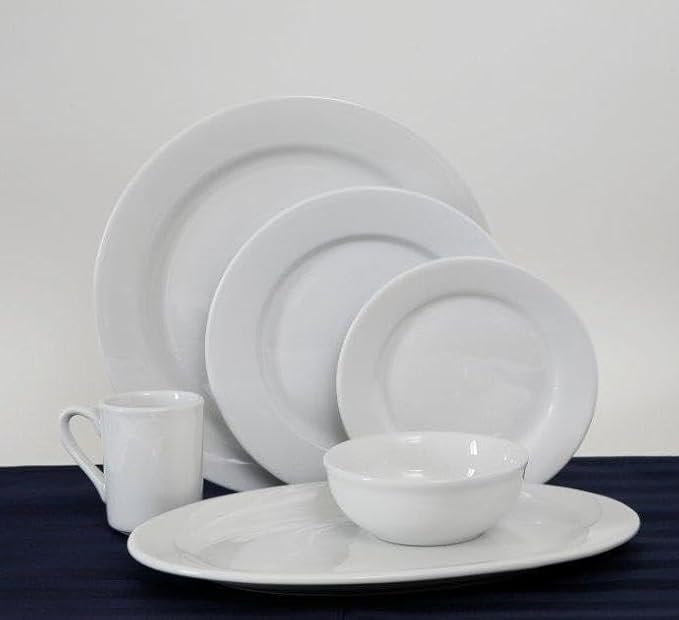 Tuxton China ALH-136 Platter, 13-3/4" x 10", Oval, Wide Rim,Rolled Edge, Microwave and Dishwasher Safe, Oven Proof, Fully Vitrified, Alaska, Porcelain White, Pack of 12