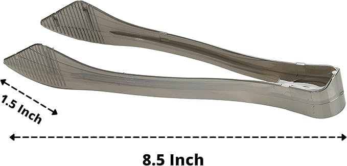 PARTY BARGAINS 8.5 Inches Plastic Serving Tongs, 6 Pack, Premium Quality & Heavy-Duty Silver Plastic Tongs for BBQ, Salads, Grilling, Buffets, & Kitchen