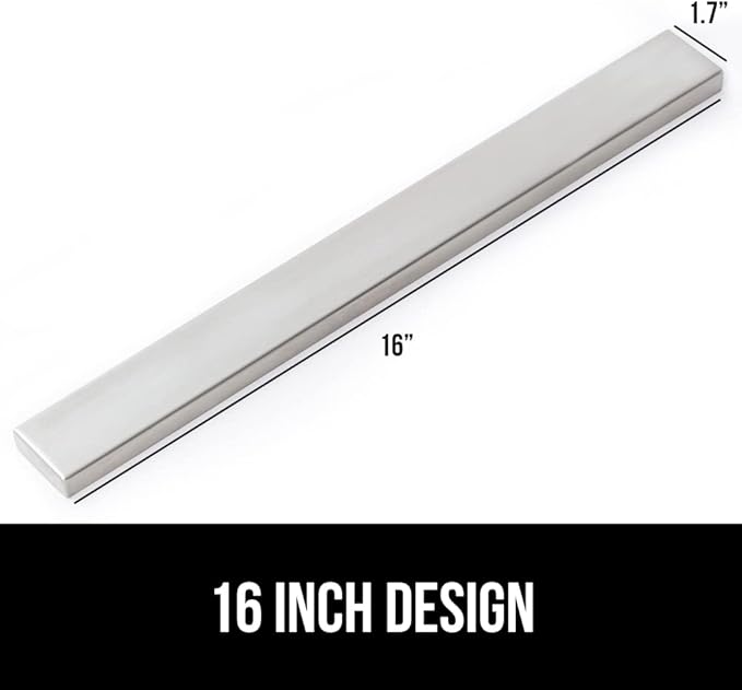 GORILLA GRIP Stainless Steel Magnetic Knife Holder for Wall, 16 Inch, Multi-Purpose Magnet Bar for Knives, Tools, Art Supplies, Heavy Duty Strip Holds Up to 6 lbs, Kitchen Organizer, Drilling Required