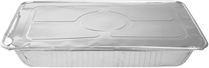 Restaurantware-LIDS ONLY: 25 Foil Pan Lids, Fits Full Size Steam Table Lid, Oven-Ready Tray Lids, Freezable, Silver Aluminum Disposable Turkey Pan Covers, Pans Sold Separately