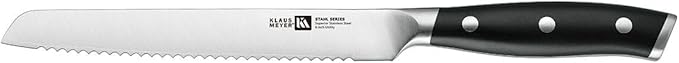 Klaus Meyer Stahl High Carbon Exclusive German Steel 6 inch Utility Serrated Knife (Black)