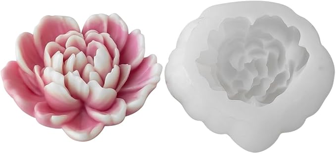 Love Heart Flower Candle Mold for Candle Making Cute 3D Molds for Candles Non-Stick Mould Chocolate Candies Dessert Flower Molds Silicone for Crafts Resin Soap Aroma Candles Mold Home Decoration