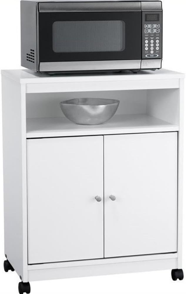 Ameriwood Home Good to Go Landry Microwave Cart, White