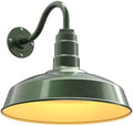 Steel Lighting Co. Gardena Barn Light | Outdoor Wall Mounted | 16" Dome | 11" Gooseneck | Farmhouse Light Made in America | Hunter Green Exterior/Brass Interior