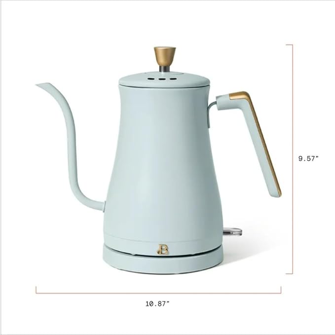 Beautiful 1L Electric Gooseneck Kettle, Precision Pour Spout, 1200W Fast Boil, Auto Shut-Off, Cordless, Stainless Steel, Tea & Coffee Maker with Ergonomic Handle, Matte Finish (Hydrangea)