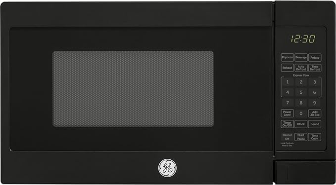 GE GCST07N1WBB Microwave Oven, 700-watt 6 Auto Cooking Settings, Child-Lock Technology, Kitchen Essentials for The Countertop, Dorm Room or Apartment, 0.7 Cu. Ft, Black