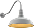 Steel Lighting Co. Gardena Barn Light | Outdoor Wall Mounted | 16" Dome | 23" Gooseneck | Farmhouse Light Made in America | Modern Gray Exterior/Brass Interior