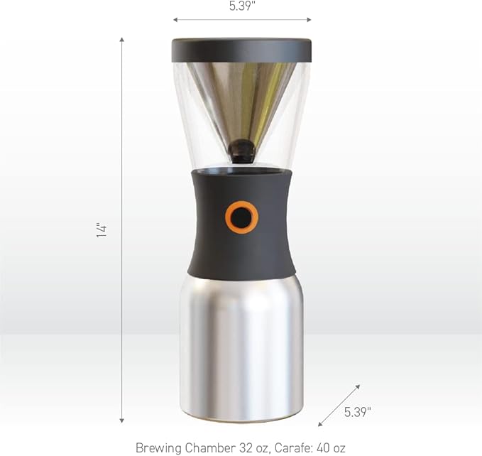 asobu Cold Brew Coffee Maker, Award-Winning 40oz Insulated Cold Brew Brewer with Portable Stainless Steel Carafe – No.1 Europe Coffee Fest Winner, Leakproof, BPA-Free, Keeps Cold 24H