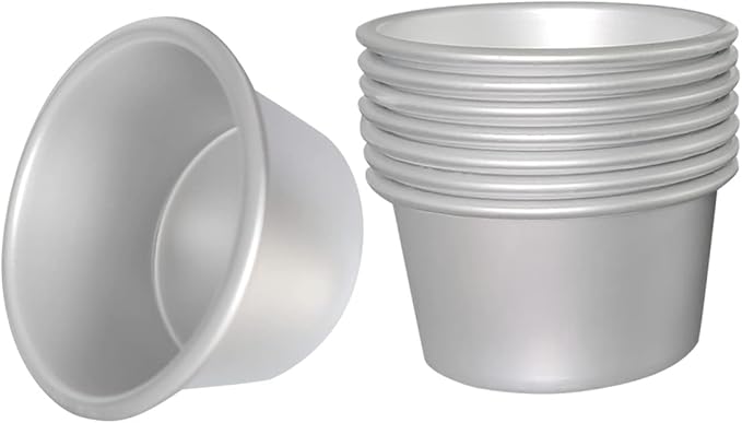 Pudding Cups Molds Individual Popover Pan Cupcake Muffin Baking Maker Aluminium 8 Pieces(3.74 x 2 x 2.87 Inch)