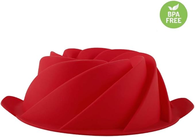 Silicone Fluted Pan Jello Mold Gelatin Molds Non-stick Baking Mold with Sturdy Handle Perfect for Cake, Jello, Mousse,Bread 9 inch