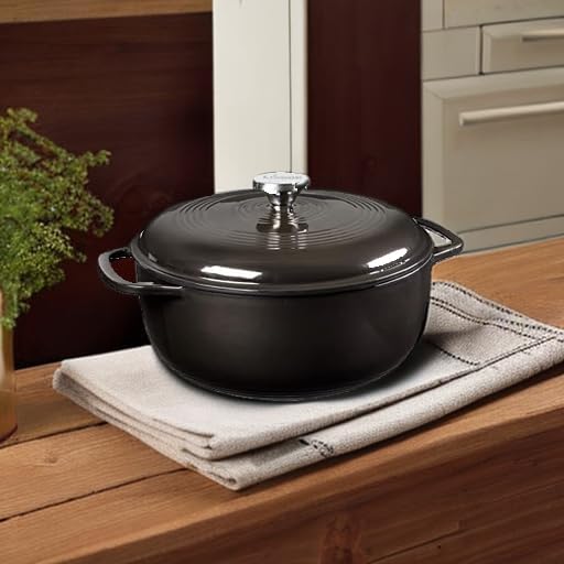 Lodge Manufacturing Company EC6D18 Enameled Dutch Oven, 6 qt, Midnight Chrome