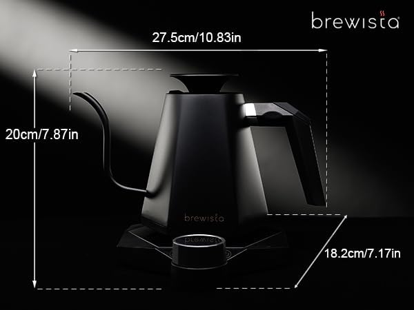 Brewista X Series Electric Gooseneck Kettle, Stainless Steel Water Boiler, Precise Digital Temperature Control, Fast Boiling, Keep Warm, Auto Shut-Off for Pour-Over Coffee & Tea, Home, 0.8L, Black