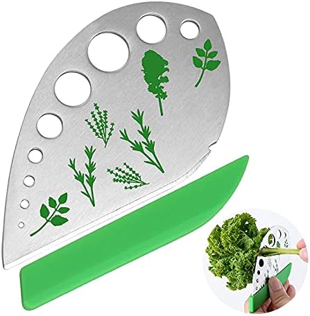 Herb Stripper, Jiaedge Green 9 holes Stainless Steel Kitchen Herbs Leaf Stripping Tool, Metal Herb Peeler for Kale, Collard Greens, Thyme, Basil, Rosemary Stripper