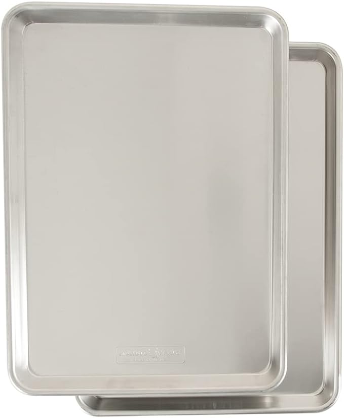 Nordic Ware Naturals Half Sheet - USA Made Aluminum Commercial Quality Sheet Pan for Baking or Roasting, Encapsulated Galvanized Steel Rim Prevents Warping, 2-Pack