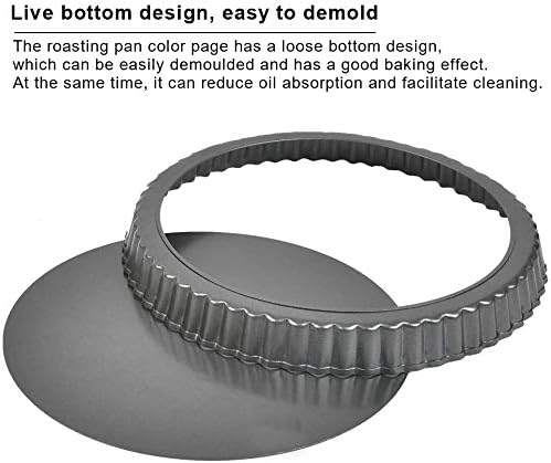 Tart Pan, 9 Inch Tart Pans, Non-Stick Removable Loose Bottom Carbon Steel 9In Tart Pan, The 9.5 Inches at the Top and 9 Inches at the Bottom, With a Depth of 1.1 Inches.