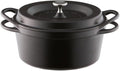 Vermicular Oven Pot | Non-Toxic Enameled Cast Iron Pot | 22cm (3.7 Qt) | Oven-safe | Induction-compatible | Dutch Oven | Made in Japan | Serves 3-4 | Matte Black