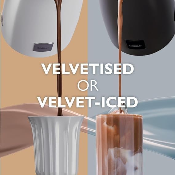 Hotel Chocolat Velvetiser - In-Home Hot Chocolate Machine - Barista-Grade Hot Chocolate Maker - Charcoal Edition - 2 Ceramic Podcups & 10 Single-Serve Sachets