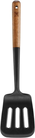Silicone Slotted Large Spatula: Cooking Turner with Wooden Handle for Flipping and Lifting, Heat Resistant Cookware, BPA Free, Protects Surfaces with Gentle Head Design