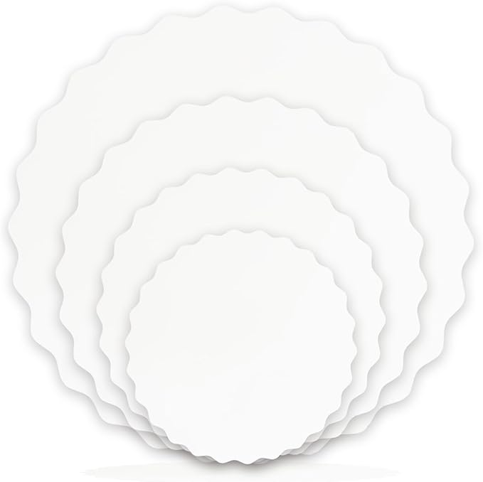 qiqee 8 Inch White Wave Cake Boards Round 15-Packs Circles Rounds Base Food-Grade Cardboard Wave Cake Plate（Thinner But Stronger）