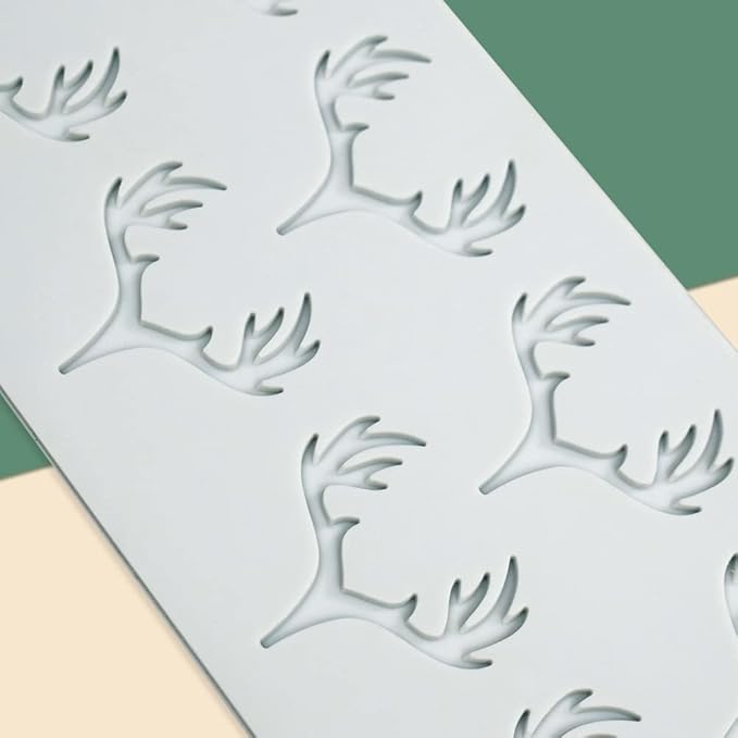 Hollow Leaf Silicone Mold Chocolate Candy 3D Hollow Leaf Candy Mold Food Cooking Meals Decorations Fondant Mold Polymer Clay Molds (Deer Horn K_10.32x3.12x0.12inch)