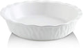 Ceramic Pie Pan, 10 Inches Pie Dish, Pie Plate for Dessert Kitchen, Round Baking Dish Pan for Dinner, Texture Series (White)