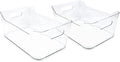 Isaac Jacobs 2-Pack Large Clear Storage Bins (13.5” x 10” x 6”) w/Handles, Plastic Box Set, Home, Office, Fridge, Freezer, Kitchen, Pantry Organization Container, BPA-Free/Food Safe (Large, 2 Pack)