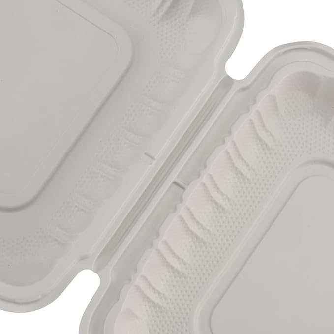 TIYA Clamshell Food Containers - White Bulk 150 Pack, 9x9 in - BPA-Free Plastic To-Go Containers - Microwavable, Hinged, Tall Reusable Clamshells - Great for Meal Prep