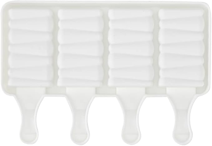 Pastry Tek 4 Cavities Popsicle Molds, 10 Rectangle Cakesicle Molds - Flexible, Freezable, White Silicone Cake Popsicle Molds, Easy Release, For Baking - Restaurantware