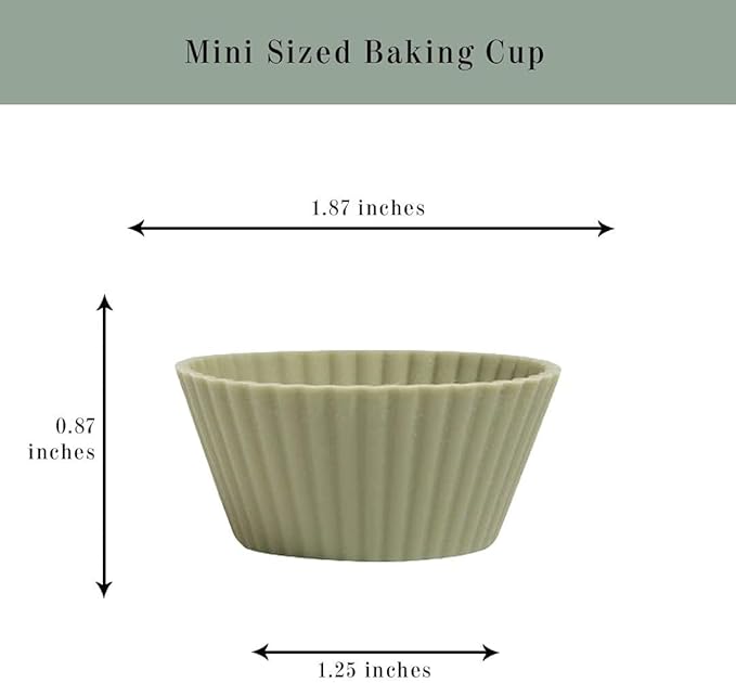 The Silicone Kitchen Reusable Mini Silicone Baking Cup, Non-Toxic, BPA Free, Dishwasher Safe, Mini, 24 Pack, White Blue Green