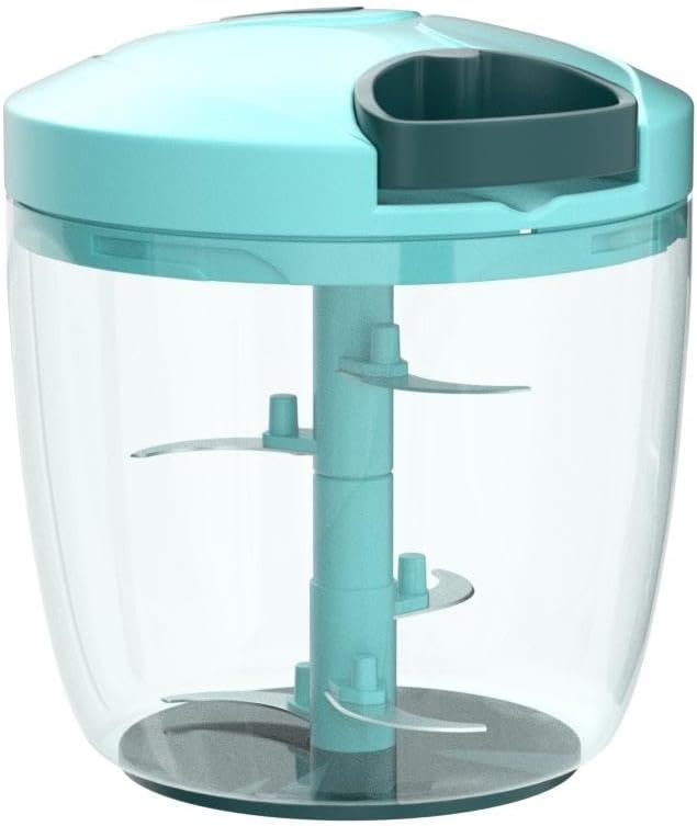 Cambom Manual Food Chopper Vegetable Cutter, Hand String Vegetable Chopper Onions Cutter for Vegetable Fruits Nuts BPA Free Food Safe Material, 900ml Blue