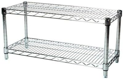 Shelving Inc. 14" d x 36" w Chrome Wire Shelving with 2 Tier Shelves, Weight Capacity 800lbs Per Shelf