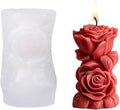 Floral Column Candle Mold with 50pcs Wax Core, Aroma Candle DIY Mold, Handmade Candle Making Supplies, Romantic Scented Candle Silicone Mold Valentine's Day, Personalized Romantic Crafts(A-Flower)