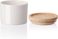 Sweejar Kitchen Canisters Ceramic Food Storage Jar, Stackable Containers with Airtight Seal Wooden Lid for Serving Ground Coffee, Tea, Sugar, Spice and More - 5 Fl Oz(White)