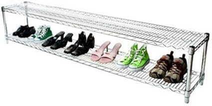 Shelving Inc. 14" d x 72" w Chrome Wire Shelving with 2 Tier Shelves, Weight Capacity 800lbs Per Shelf