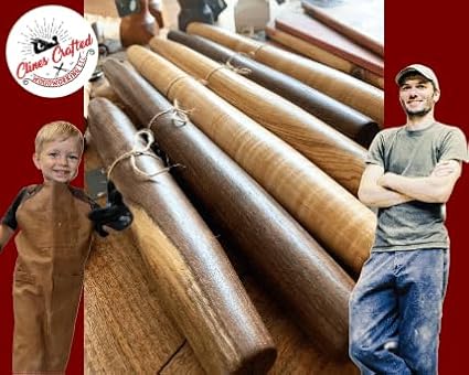 Handmade 20-Inch French Wooden Rolling Pin for Dough, Tapered Wood Roller, Perfect for Baking Pizza, Tortillas, Chapati, Crafted in Kentucky (Walnut) - Ideal Pastry and Tortilla Roller