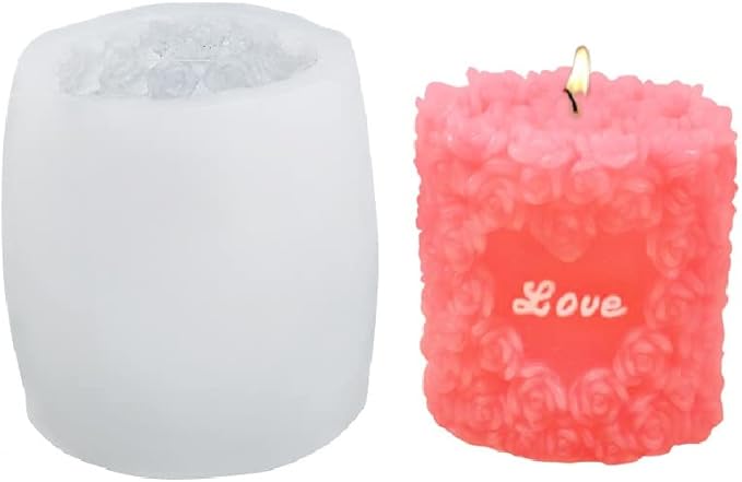 Rose Silicone Mold - Cylinder Shape for Candle, Resin, Soap & Chocolate - Decorative & Versatile