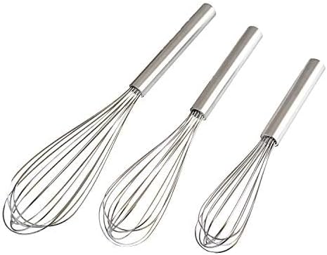 Stainless Steel Whisks with 3 Packs 8"+10"+12" Kitchen Whisk Set Kitchen Whip Kitchen Utensils Wire Whisk Balloon Whisk Set for Blending Whisking Beating and Stirring