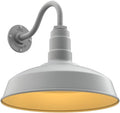 Steel Lighting Co. Gardena Barn Light | Outdoor Wall Mounted | 16" Dome | 11" Gooseneck | Farmhouse Light Made in America | Modern Gray Exterior/Brass Interior