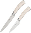 DURA LIVING 2-Piece Kitchen Knife Set – Ultra Sharp Precision German Stainless Steel Blades, 5” Utility & 3.5” Paring Knife with Ergonomic Handles, Multipurpose for Slicing & Peeling, Cream Handle