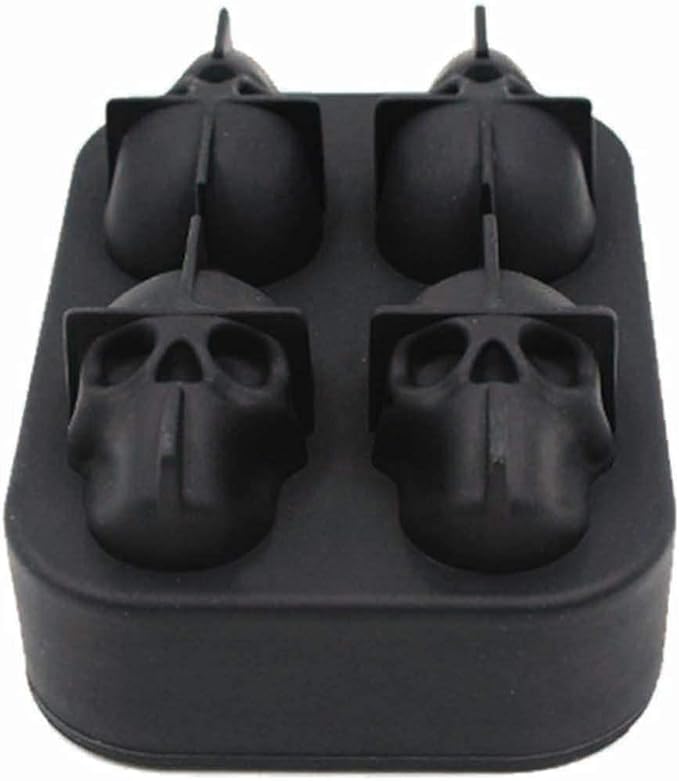 CHIYAN 3D Skull Silicone Ice Cube Mold - 2 Pack 1.9″ Easy Release Flexible Silicone Freezer Tray, Reusable Whiskey Ice Cubes Mold Skull for Party Cocktails Champagne and Drinks