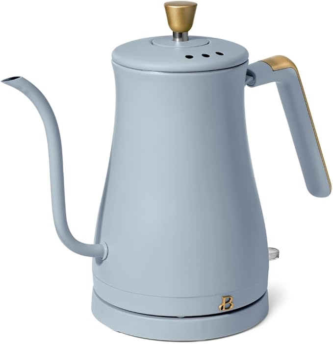 Beautiful 1L Electric Gooseneck Kettle, Precision Pour Spout, 1200W Fast Boil, Auto Shut-Off, Cordless, Stainless Steel, Tea & Coffee Maker with Ergonomic Handle, Matte Finish (Cornflower Blue)