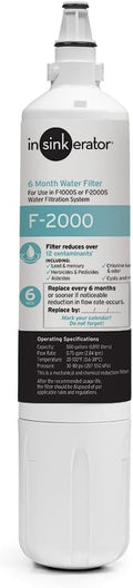 INSINKERATOR F-2000 Under Sink Water Filter Replacement Cartridge for INSINKERATOR Water Filtration System, VOCs and Lead Filter