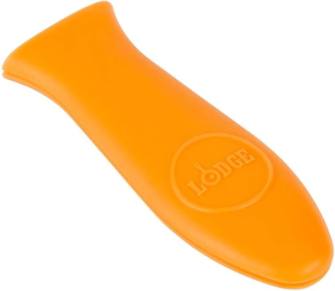 Lodge Silicone Hot Handle Holder - Dishwasher Safe Hot Handle Holder Designed for Lodge Cast Iron Skillets 9 Inches+ w/Keyhole Handle - Reusable Heat Protection Up to 500° - Orange