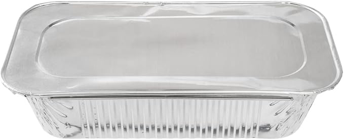 Restaurantware-LIDS ONLY: Foil Lux Foil Pan Lids Pack of 25 Oven-Ready Aluminium Tray Covers - Pans Sold Separately, Fits 1/3 Third-Size Steam Table, Foldable Edges, Freezable, Silver, Disposable