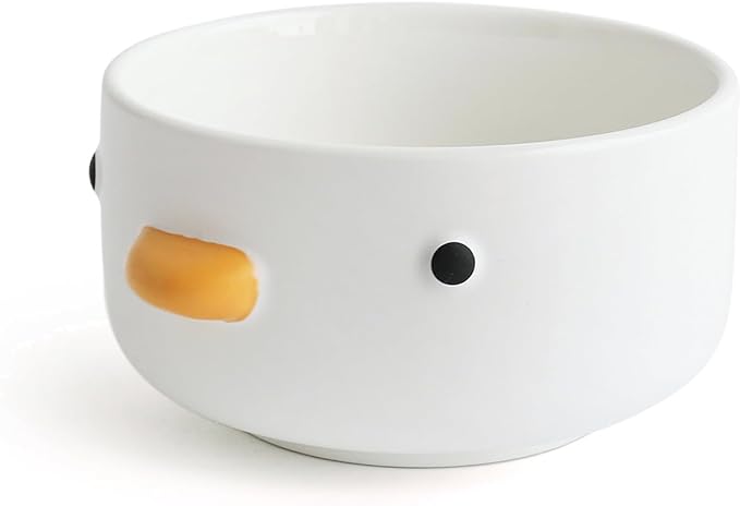 PURROOM Funny Cute Duck Bowl, Handmade Glaze Duck Safety Ceramics 17oz Soup Bowls, 4.6'' Rice Bowl. (500ML)