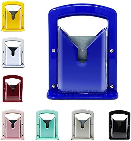 Slyce - Bagel Slicer, Bagel Cutter with Safety Shield and Safe Grip, Bagel Holder for Cutting Large and Small Bagels, Stainless Steel Blade (Blue)