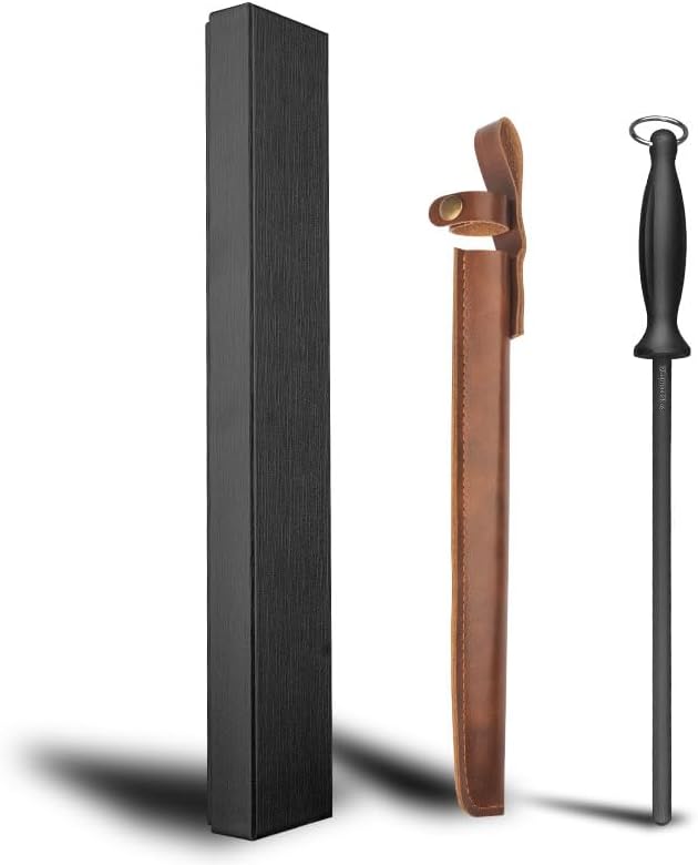 Efficient 12 Inch Honing Steel Sharpening Rod Knife Sharpener Steel For Kitchen Knives High Hardness, Honing Rod With Gift Box