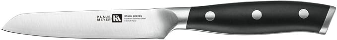 Klaus Meyer Stahl 3.5 inch Paring Knife High Carbon Exclusive German Steel Fruit Knife, Small Kitchen Knife with Ergonomic Handle (Black)