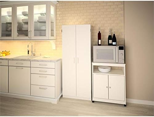 Ameriwood Home Good to Go Landry Microwave Cart, White