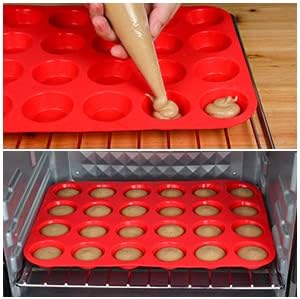 Silicone Muffin Pan, Mini Muffin Pan, Regular 12 Cups and Mini 24 Cups Cupcake Tin Set of 2 for Baking Egg Bites